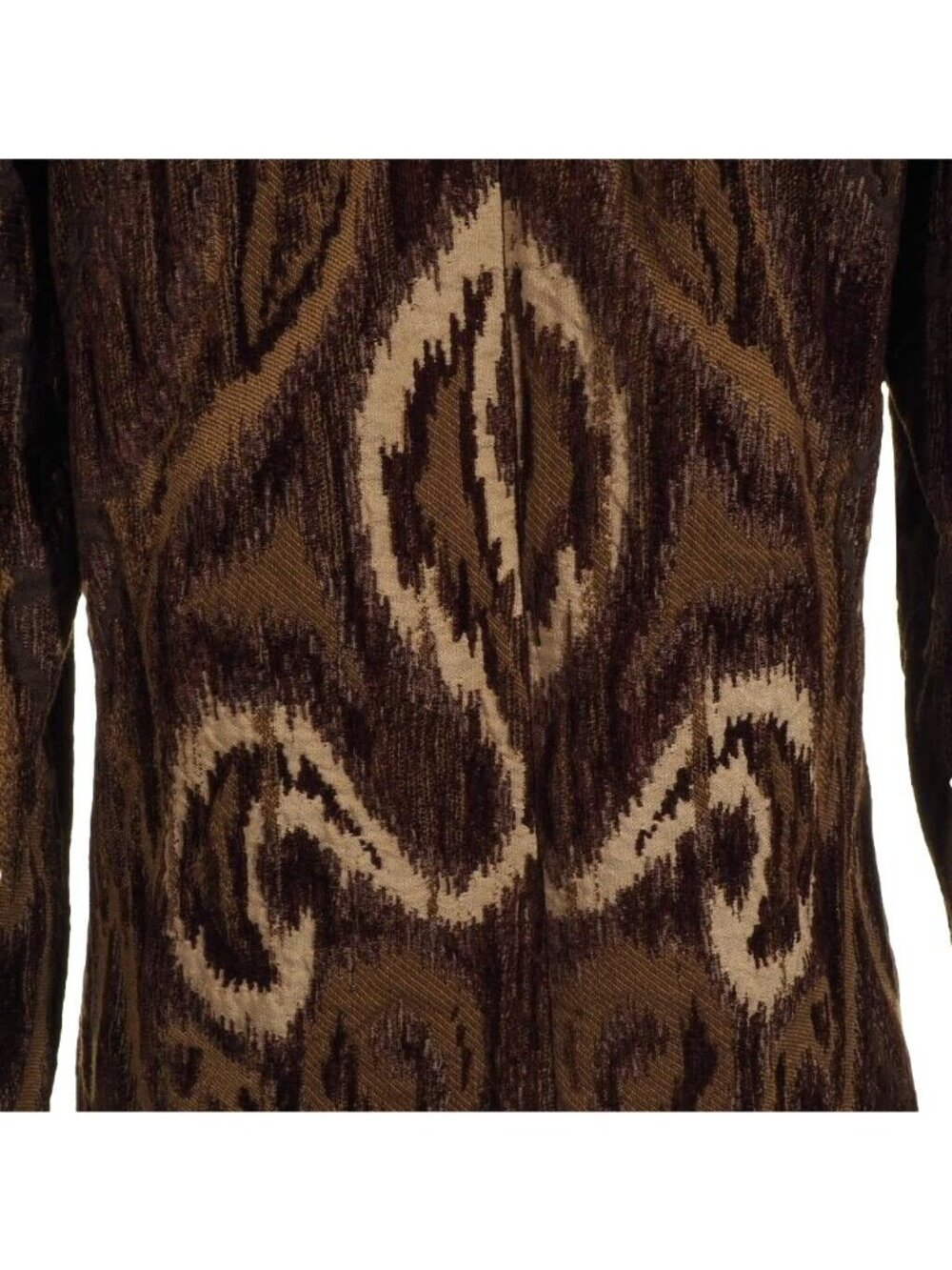Brocade Womens Jacket S / M Lined Brown Tan Shawl Collar Hand Taylored - Picture 6 of 12